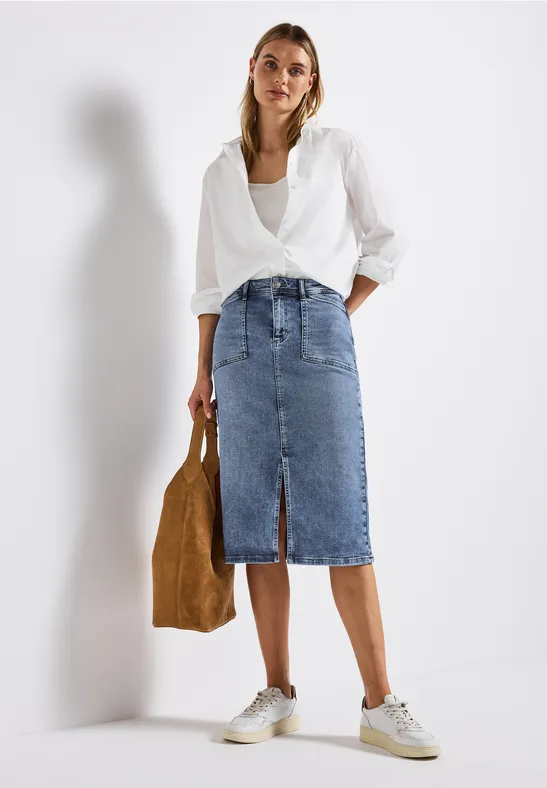 Midi Jeansrock light blue washed