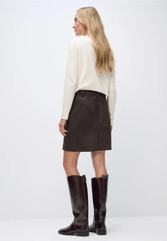 Veloursrock mit Knöpfen deep roast brown