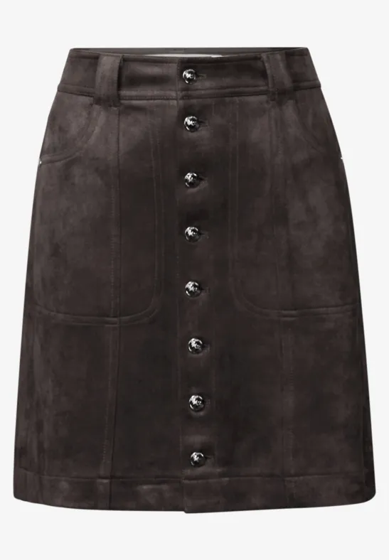 Veloursrock mit Knöpfen deep roast brown