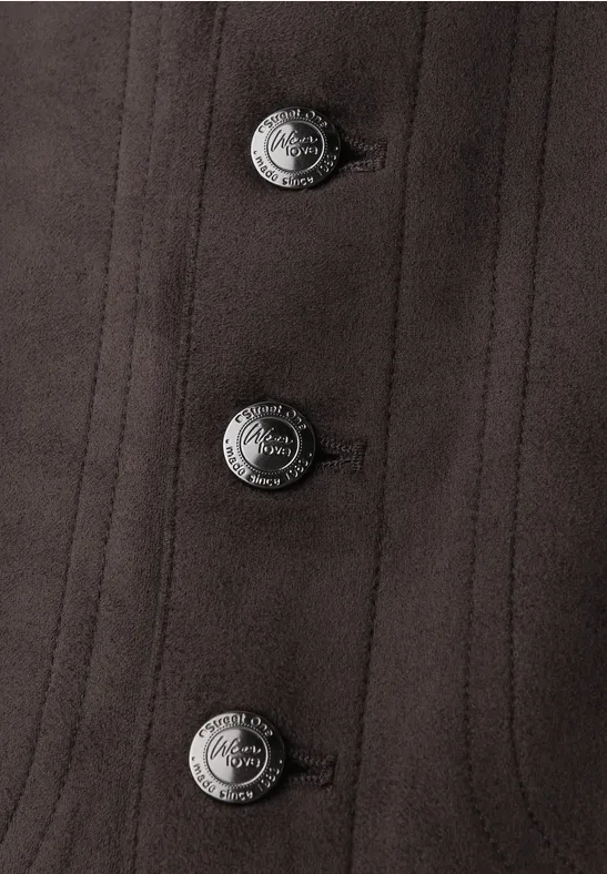 Veloursrock mit Knöpfen deep roast brown