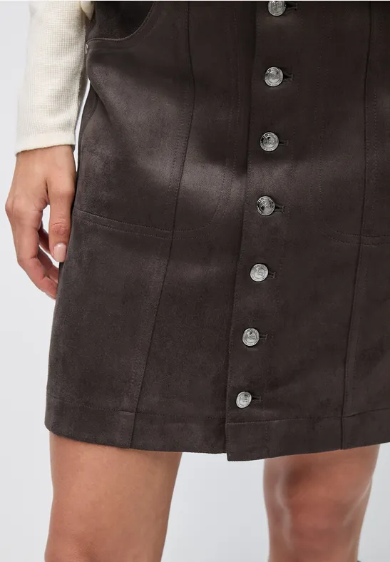 Veloursrock mit Knöpfen deep roast brown