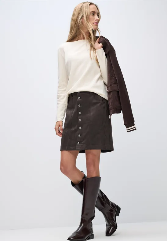 Veloursrock mit Knöpfen deep roast brown