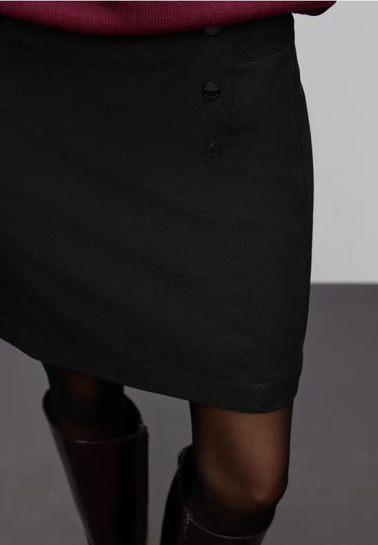 Rock mit Knopfdetail Black