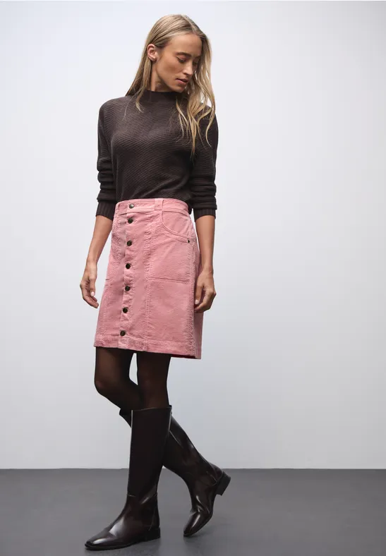 Cordrock mit Knopfleiste powder pink