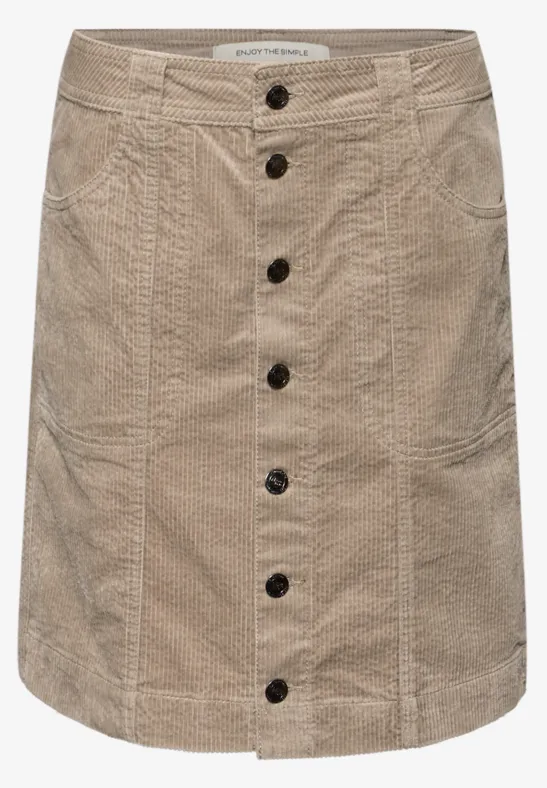 Cordrock mit Knopfleiste flowing beige