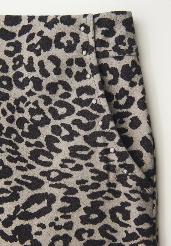 Wełniana spódnica z ćwiekami soft beige