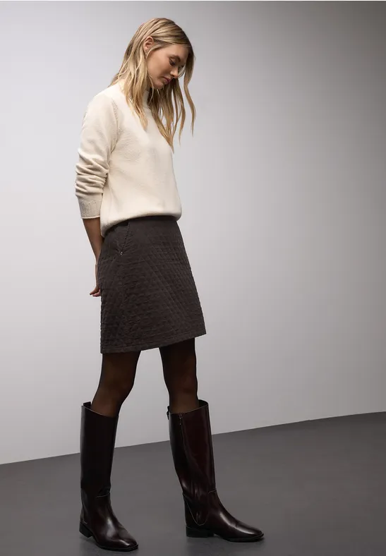 Spódnica z pikowanym wzorem darkest brown