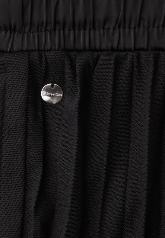 Midi-rok van mesh met een geplooide textuur Black