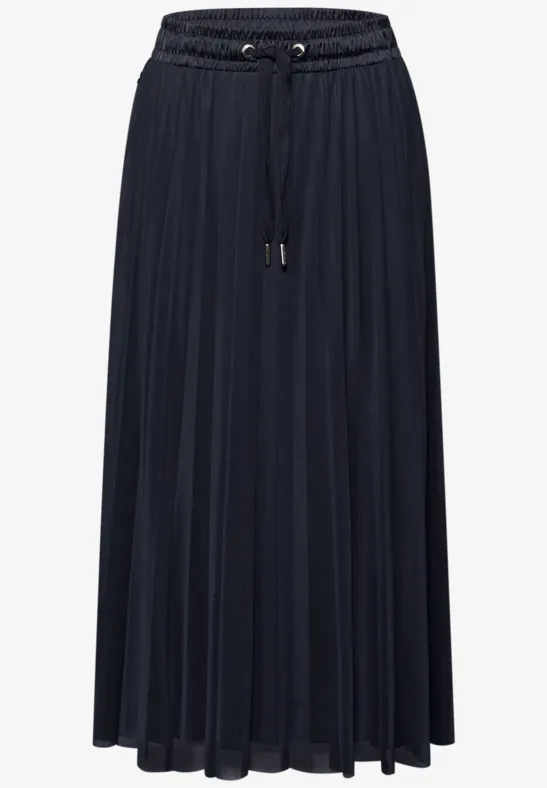 Midi-Rock aus Mesh in Plisséestruktur shadowed navy