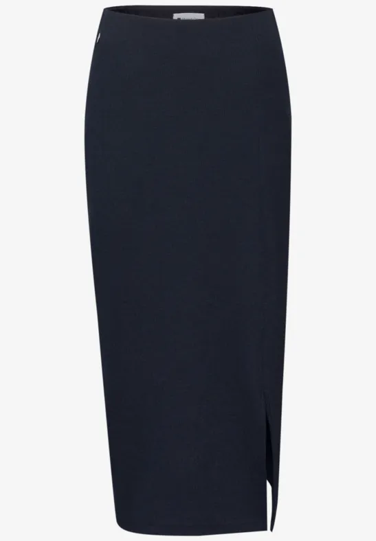 Jupe midi en structure côtelée shadowed navy