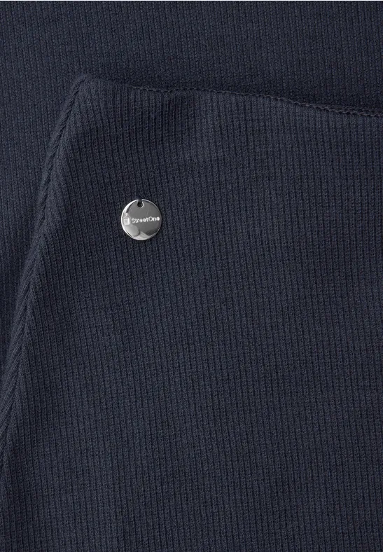 Jupe midi en structure côtelée shadowed navy