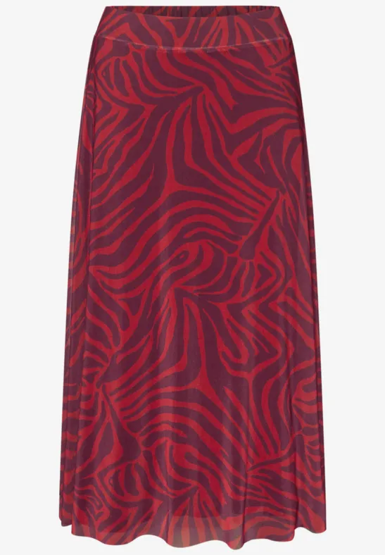 Gedessineerde rok salsa red