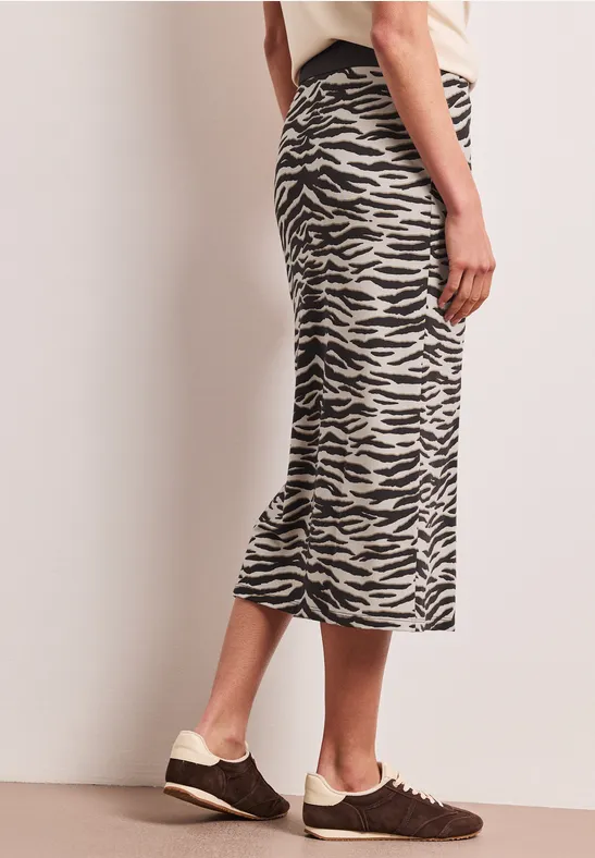 Jupe midi avec fente et imprimé animalier espresso brown