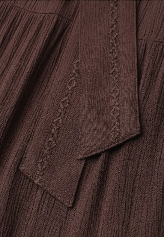 Maxi-Rock mit Volants und Gürteldetail espresso brown