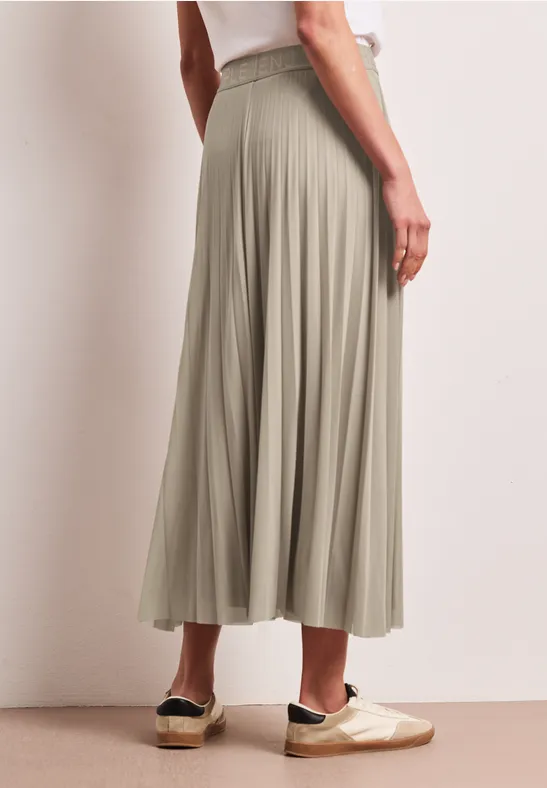 Jupe midi en mesh à structure plissée timeless beige