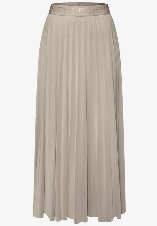 Jupe midi en mesh à structure plissée timeless beige