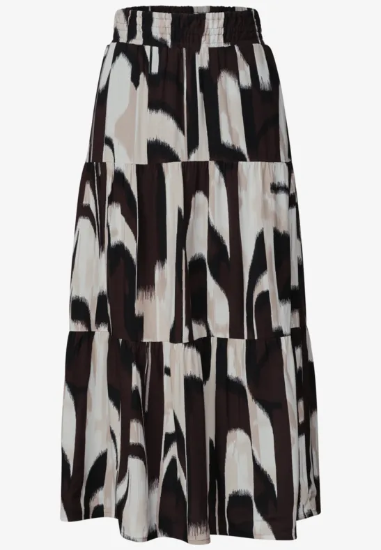 Zwart-witte midirok met abstract patroon