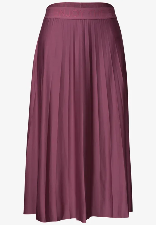 Jupe longue plissée couleur prune avec taille élastique.