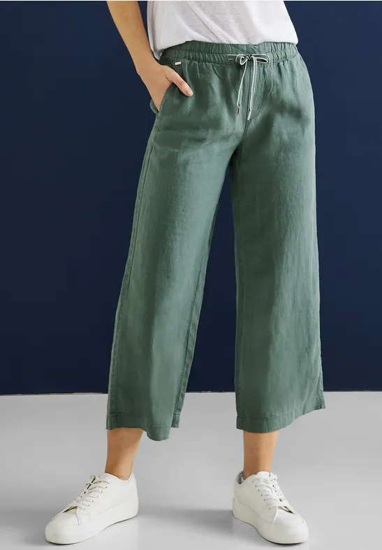 Pantalon En Lin Ample Pour Femme - Taille Haute, Cordon De Serrage, élastique - Léger Et Confortable Pour L'été