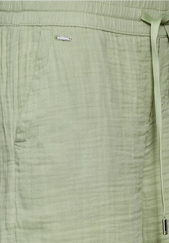 Short D'Été Femme En Mousseline - Coupe Droite, Taille Élastique Avec Cordon, Poches - Léger Et Décontracté Pour Plage, Vacances