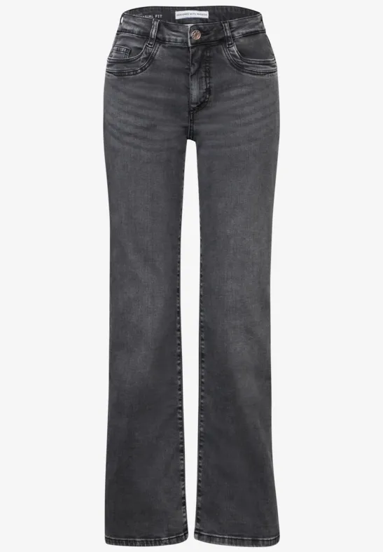 Jean Femme à Jambes Larges Street One - Taille Haute, Délavage Indigo, Coupe Ample Avec Stretch