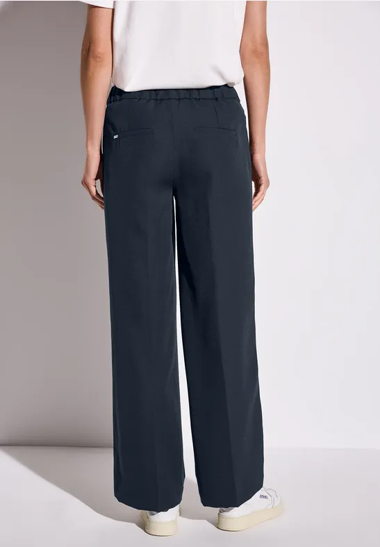 Wide Leg Twill Pantalon deep blue