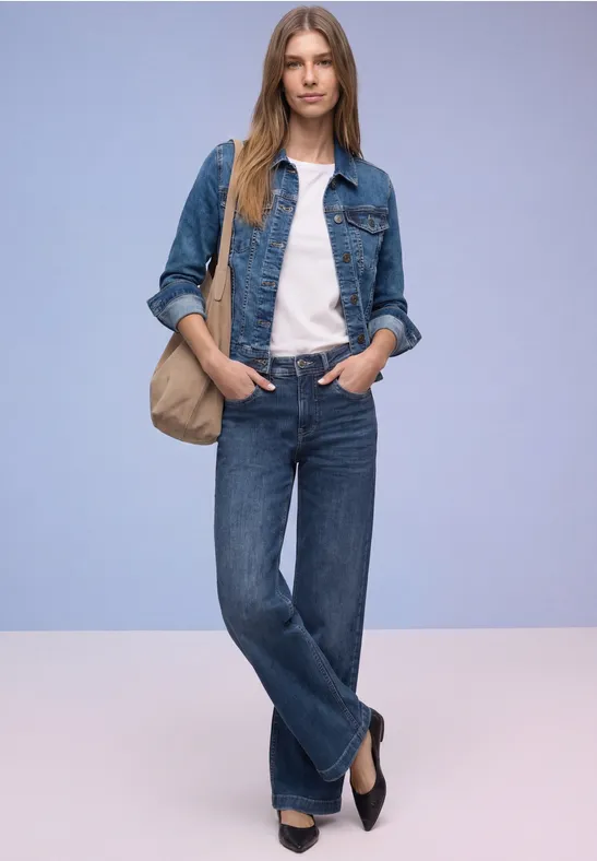 Wide Legs Jeans mid blue soft washed