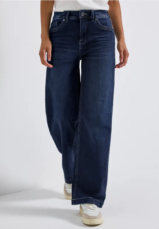 Wide Leg Jeans deep indigo soft washed