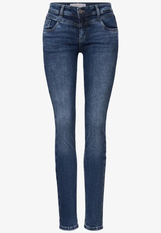 Low Waist Jeans mid blue random washed