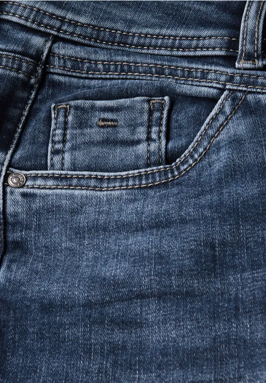 Low Waist Jeans mid blue random washed