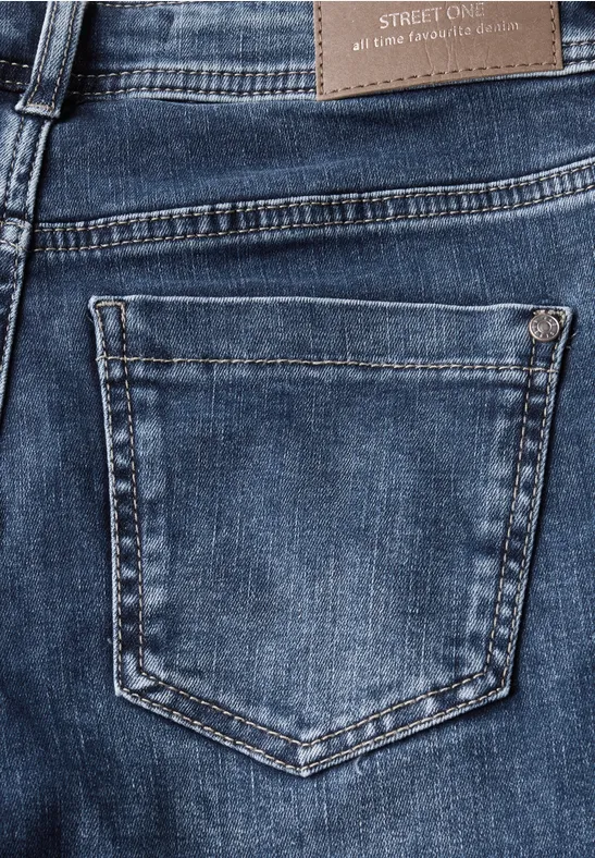 Low Waist Jeans mid blue random washed