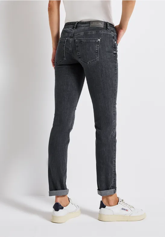 Low Waist Jeans dark steel grey washed