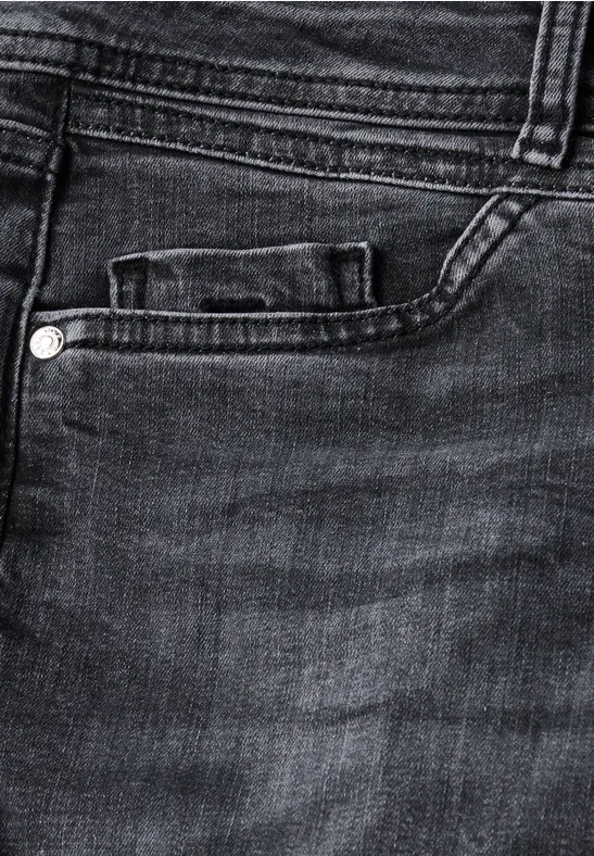 Low Waist Jeans dark steel grey washed