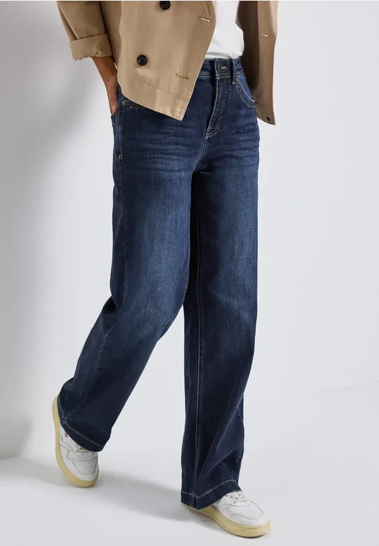 Wide Leg Jeans deep indigo soft washed