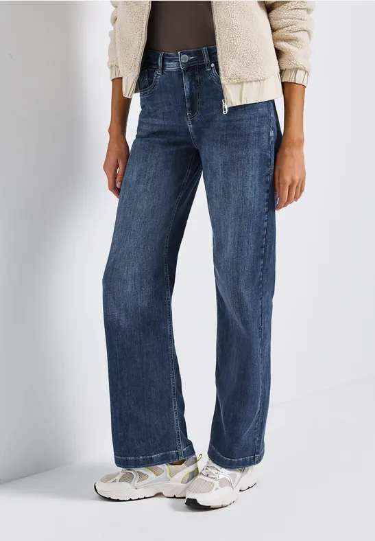 Wide Legs Jeans mid blue soft washed