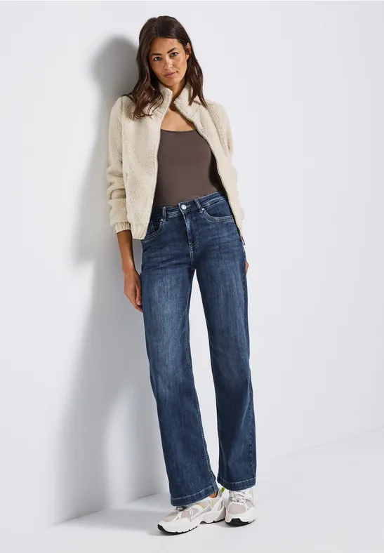Wide Legs Jeans mid blue soft washed