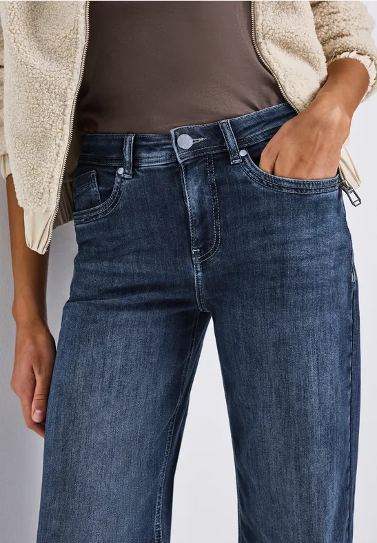 Wide Legs Jeans mid blue soft washed