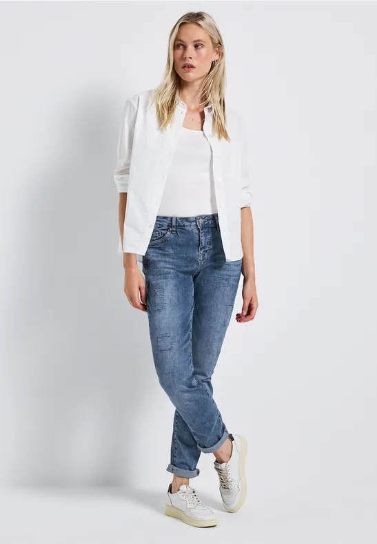 Boyfriend Jeans mid blue random washed