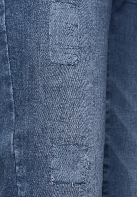Boyfriend Jeans mid blue random washed
