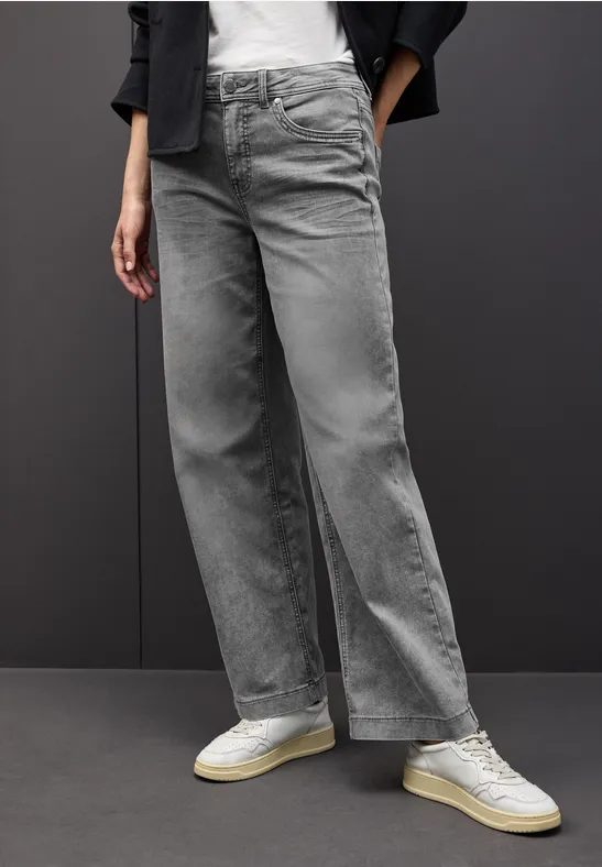 Wide Leg Jeans light grey random washed