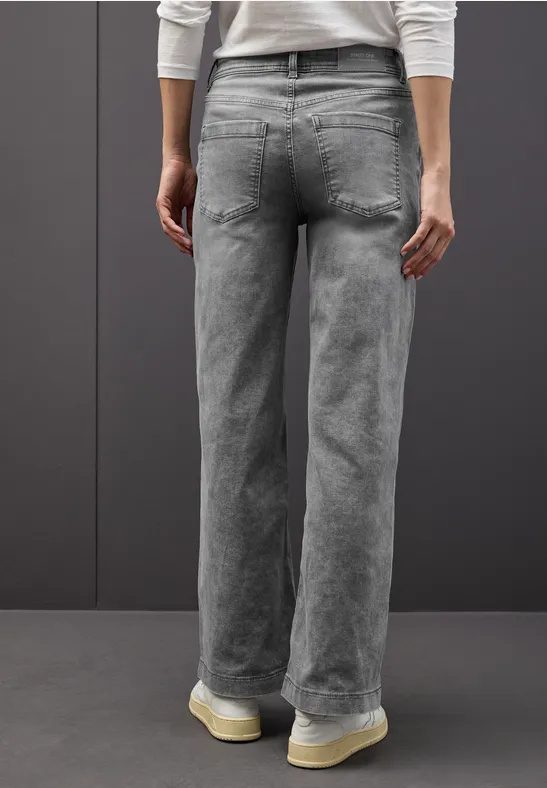 Wide Leg Jeans light grey random washed