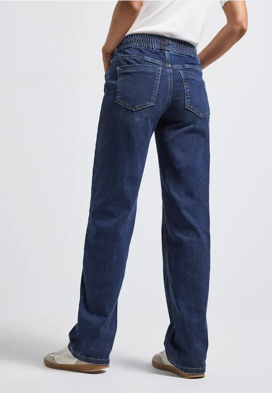 Jeans mit Elastikbund deep indigo washed