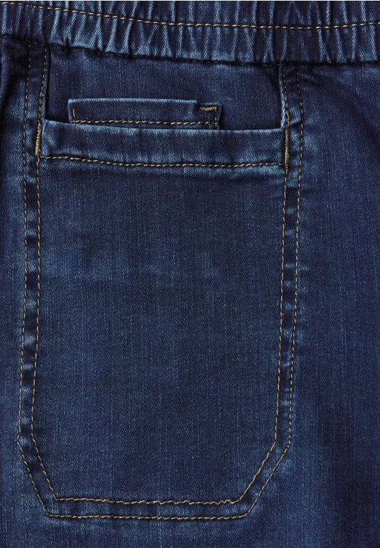 Jeans mit Elastikbund deep indigo washed