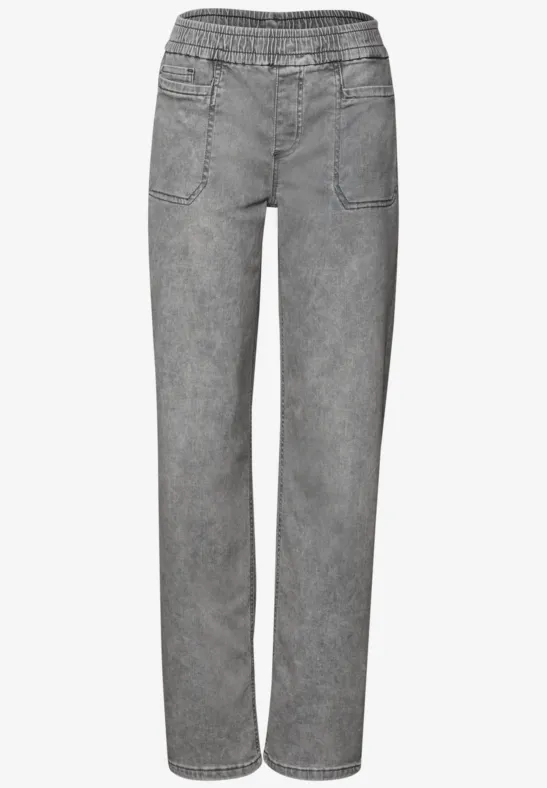 Jeans mit Elastikbund Light Grey Washed