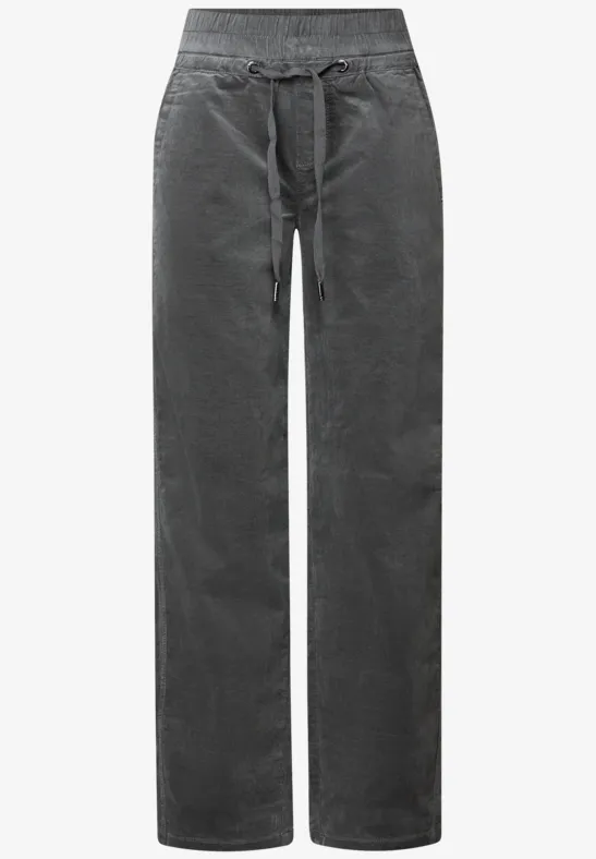 Gewassen look corduroy broek concrete grey