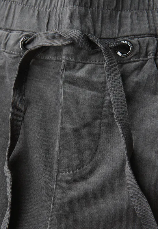 Gewassen look corduroy broek concrete grey