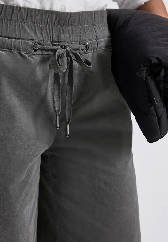 Gewassen look corduroy broek concrete grey