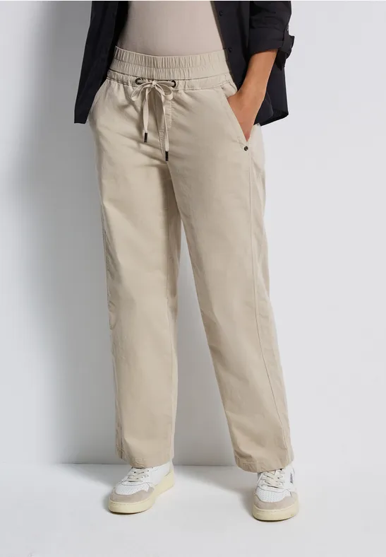 Gewassen look corduroy broek malted beige