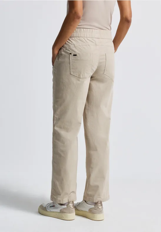 Gewassen look corduroy broek malted beige