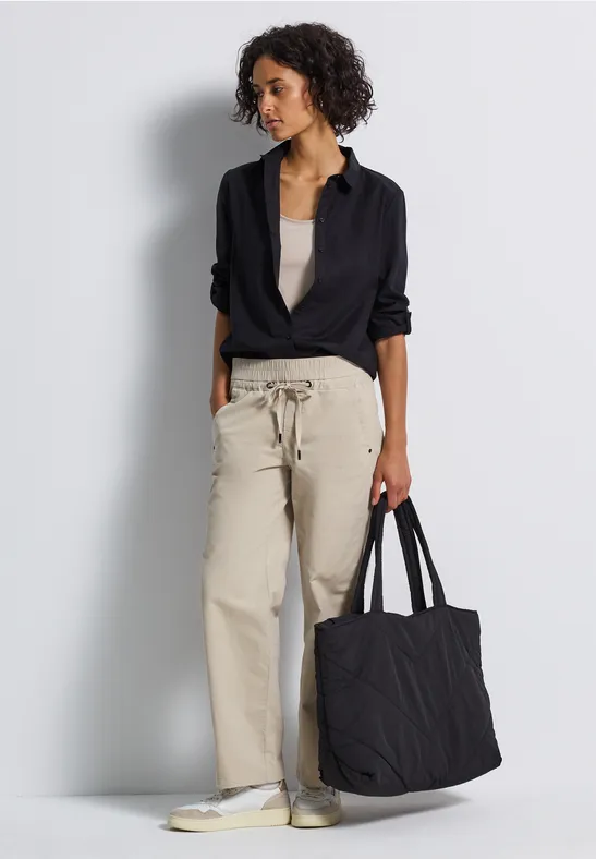 Gewassen look corduroy broek malted beige